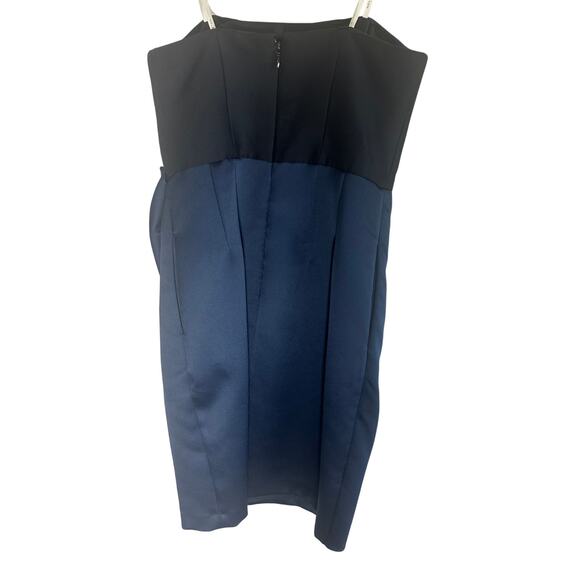 NWT Halston Women's Draped Cocktail Dress M Spaghetti Strap Two-Tone Black Navy - Picture 10 of 16